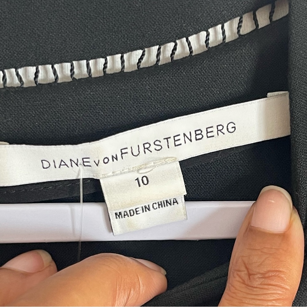 DIANE VON FURSTENBERG | Black Sleeveless Flounce Mini Dress Sz 10 - Picture 8 of 10